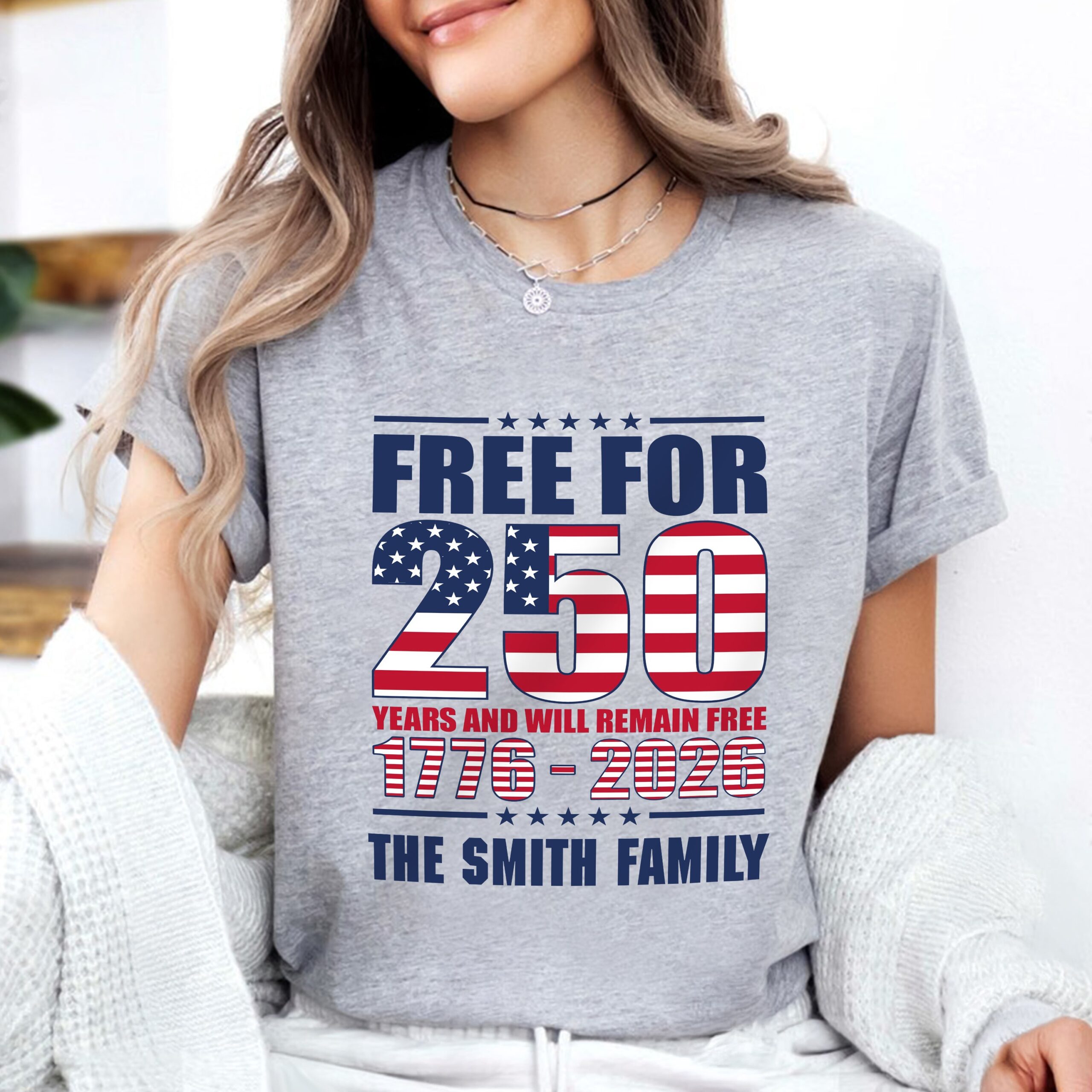 Custom Family Name Free For 250 Years Independence Day Patriotic Bright Shirt - Image 3