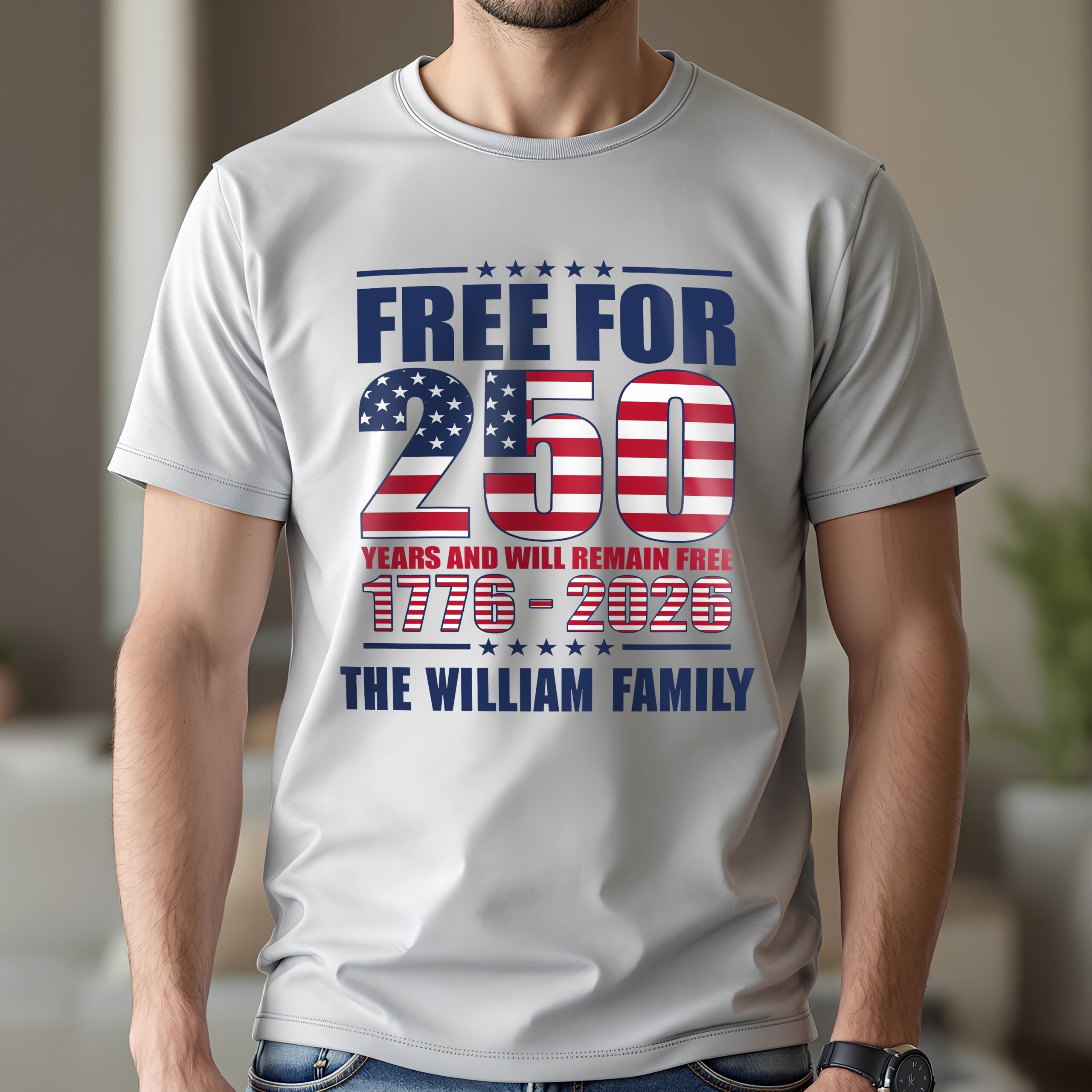 Custom Family Name Free For 250 Years Independence Day Patriotic Bright Shirt - Image 8