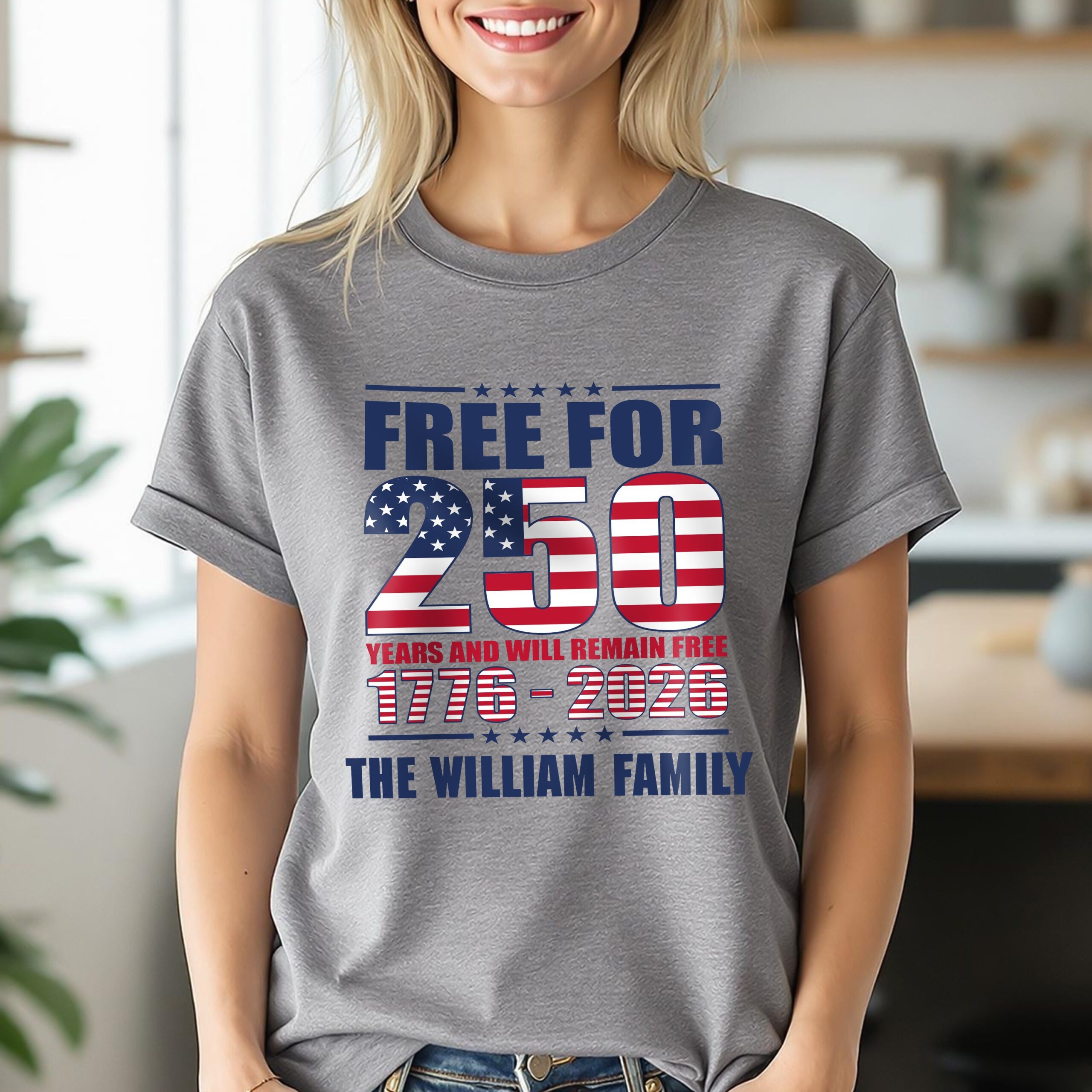 Custom Family Name Free For 250 Years Independence Day Patriotic Bright Shirt - Image 5