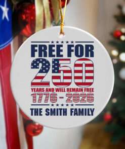 Alternative view of Custom Family Name Free For 250 Years Independence Day Patriotic Ceramic Ornament