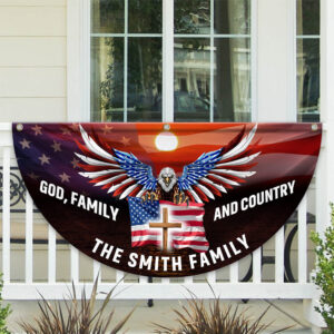 Custom Family Name God Family And Country America Pleated Fan Flag TH10 896437