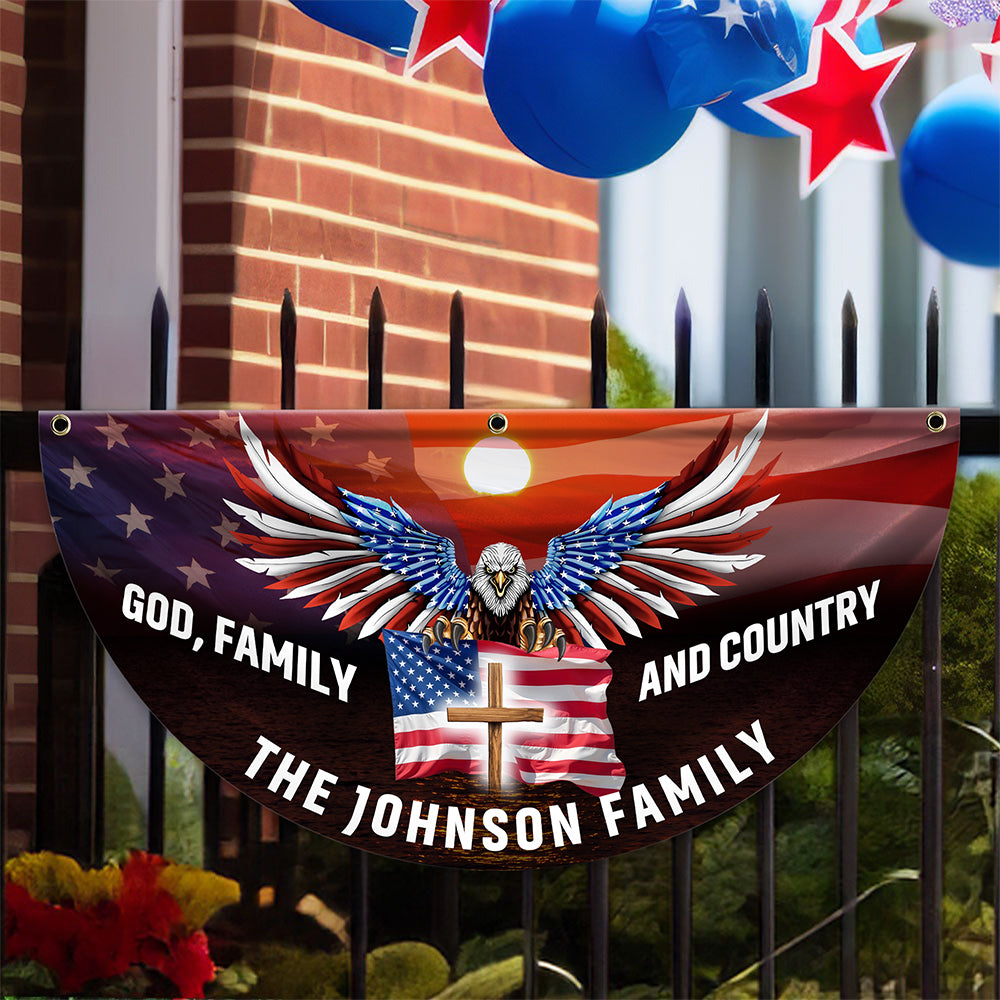 Custom Family Name God Family And Country America Pleated Fan Flag TH10 896437 - Image 5