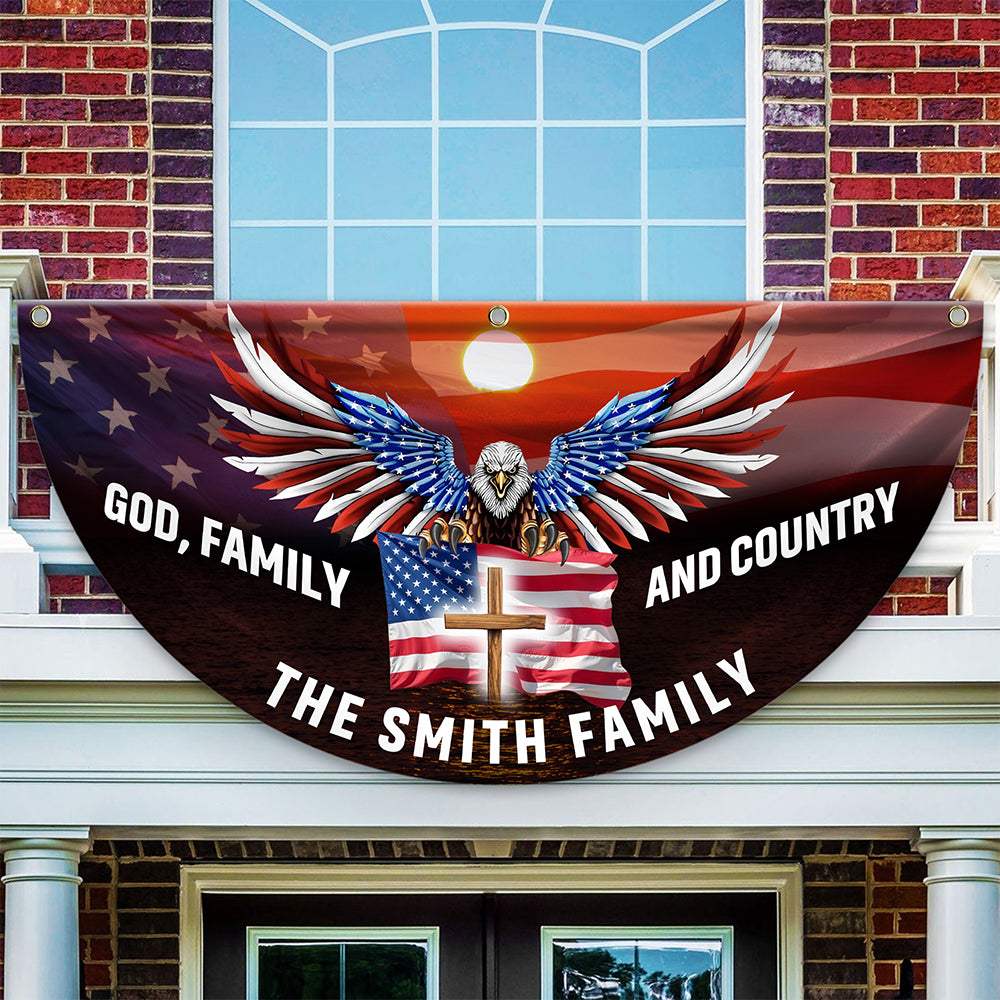 Custom Family Name God Family And Country America Pleated Fan Flag TH10 896437 - Image 7
