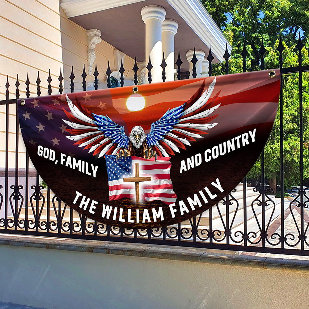 Custom Family Name God Family And Country America Pleated Fan Flag TH10 896437 - Image 3