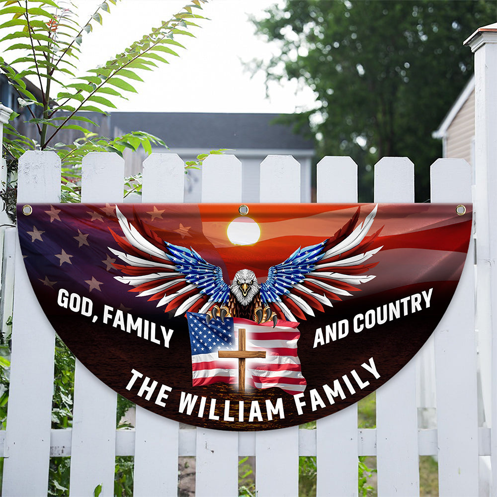 Custom Family Name God Family And Country America Pleated Fan Flag TH10 896437 - Image 4