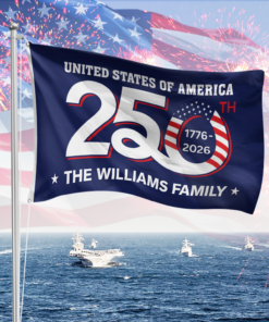 Custom Family Name Patriotic 250th Anniversary 1776 2026 United States of America Semiquincentennial Banner House Flag