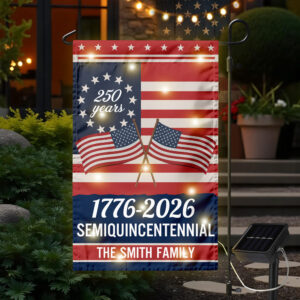Alternative view of Custom Family Name Semiquincentennial 250th Anniversary LED Garden Flag LM32 895867