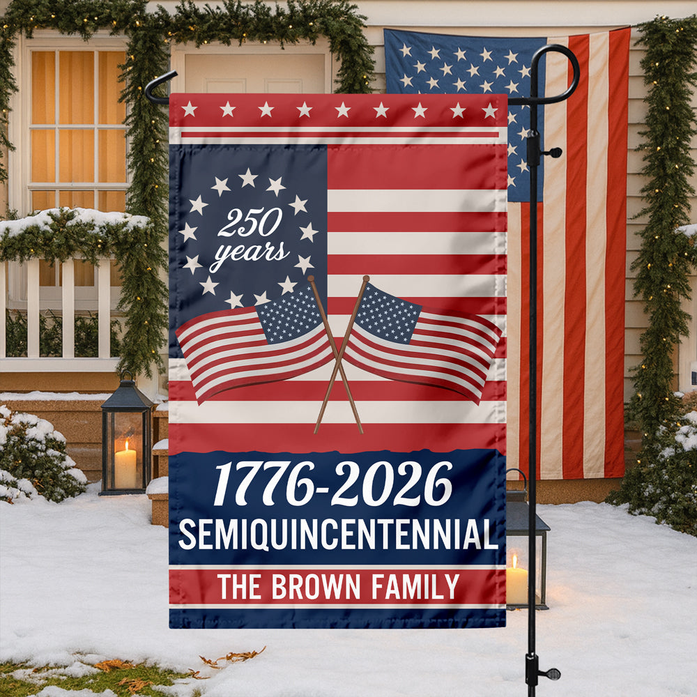 Custom Family Name Semiquincentennial 250th Anniversary Patriotic Garden Flag - Image 8