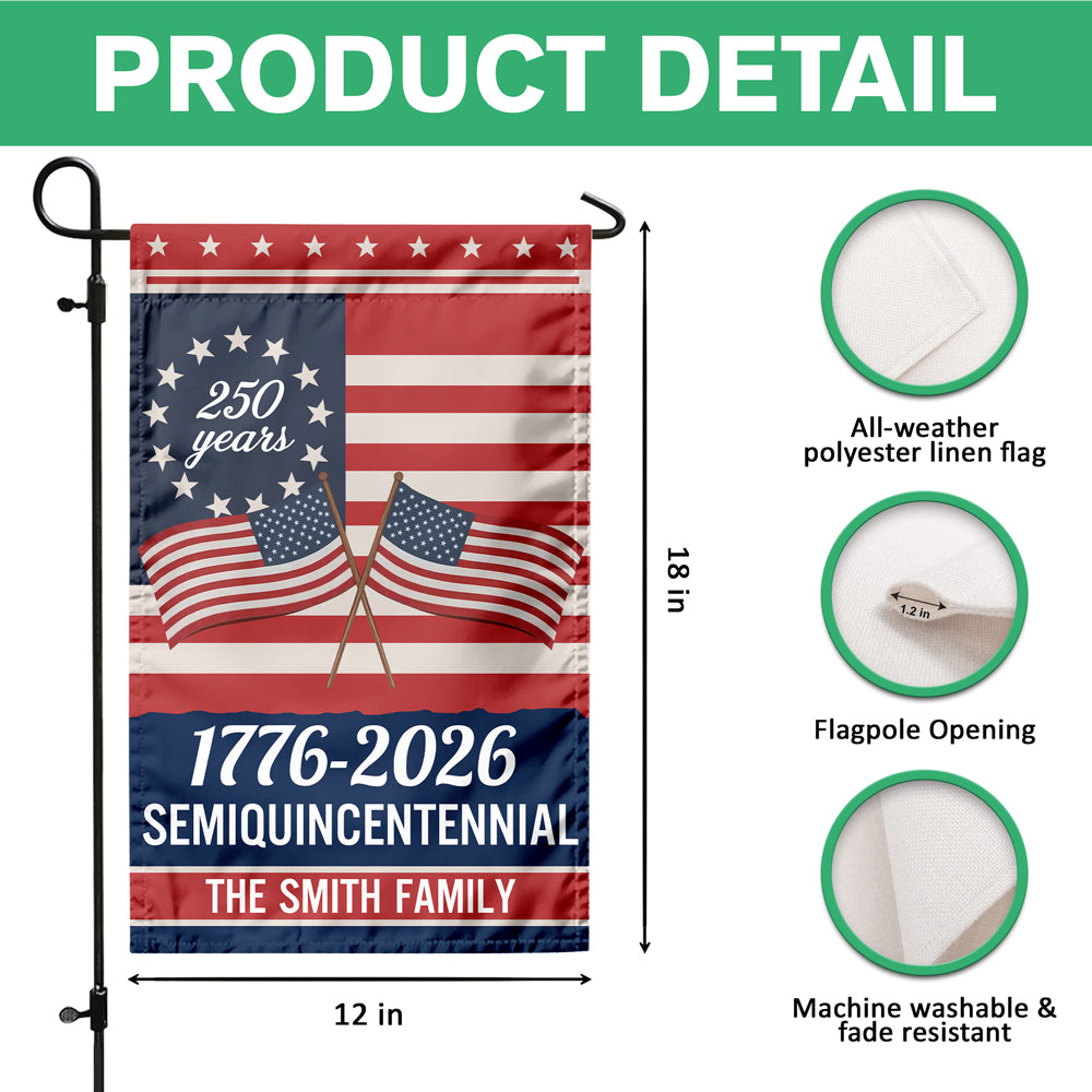 Custom Family Name Semiquincentennial 250th Anniversary Patriotic Garden Flag - Image 7