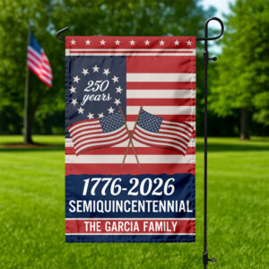 Alternative view of Custom Family Name Semiquincentennial 250th Anniversary Patriotic Garden Flag LM32 895865