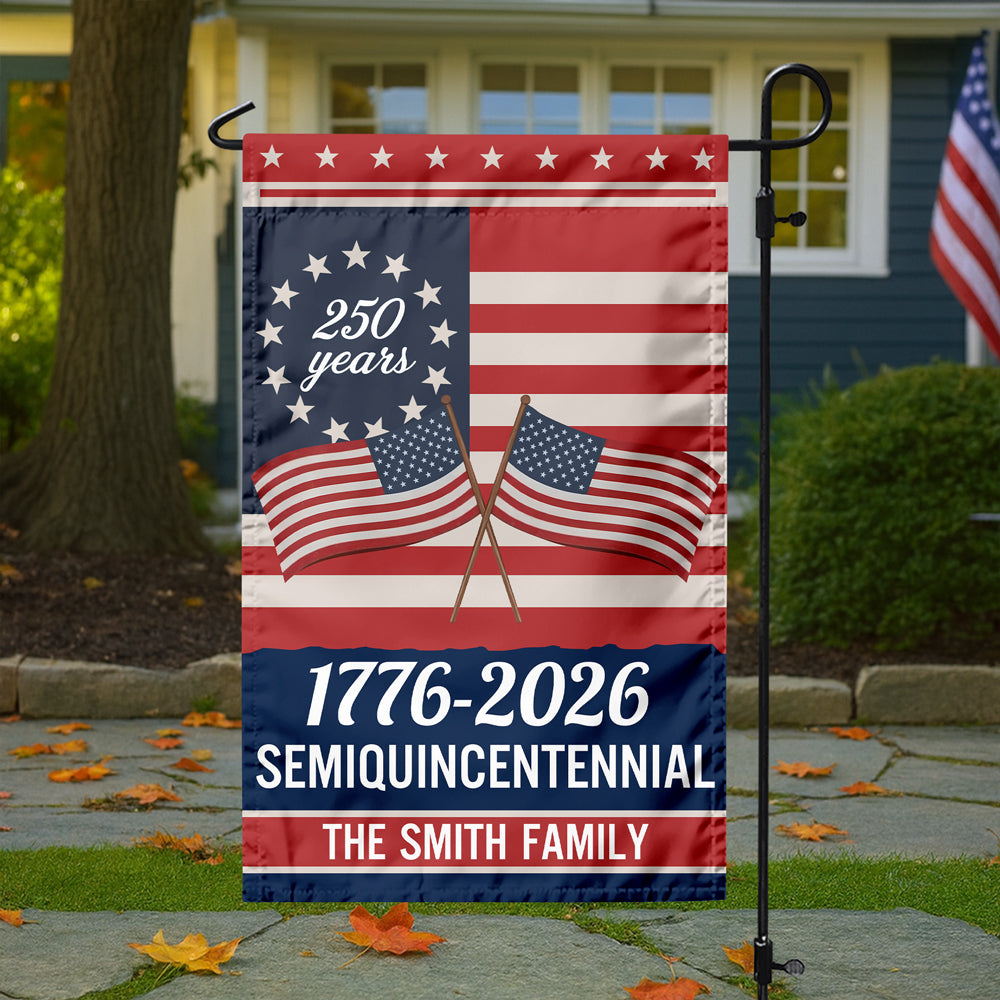 Custom Family Name Semiquincentennial 250th Anniversary Patriotic Garden Flag - Image 4
