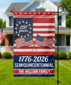Custom Family Name Semiquincentennial 250th Anniversary Patriotic Garden Flag