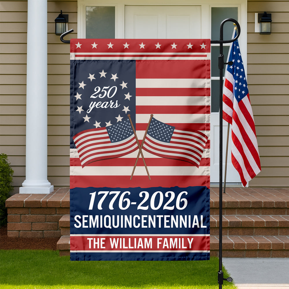 Custom Family Name Semiquincentennial 250th Anniversary Patriotic Garden Flag - Image 3