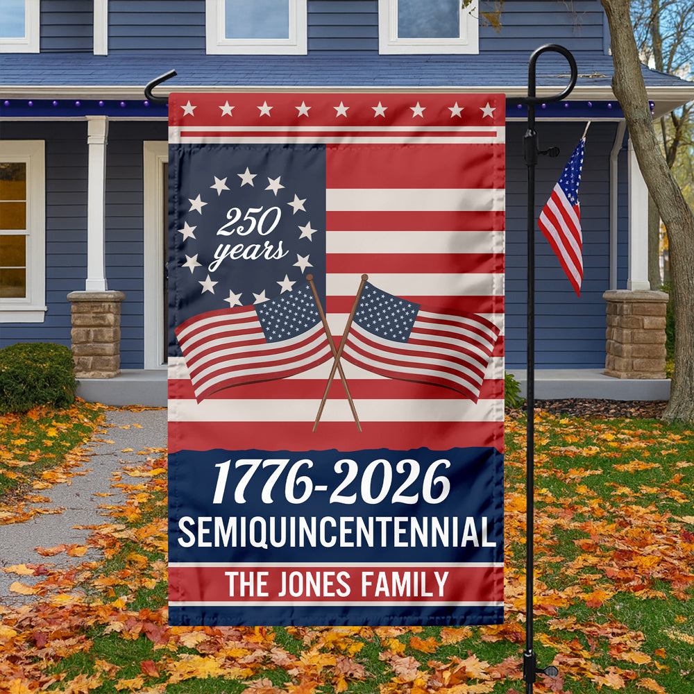 Custom Family Name Semiquincentennial 250th Anniversary Patriotic Garden Flag - Image 5