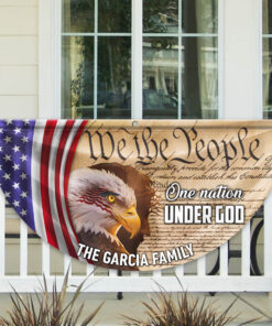 Custom Family Name We The People America Pleated Fan Flag