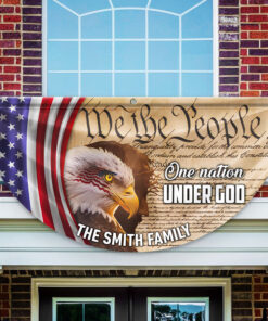 Alternative view of Custom Family Name We The People America Pleated Fan Flag