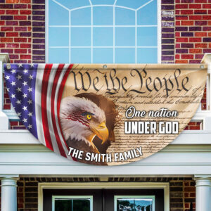 Alternative view of Custom Family Name We The People America Pleated Fan Flag TH10 896439