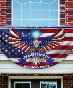 Custom Family One Nation Under God Non-Pleated Fan Flag