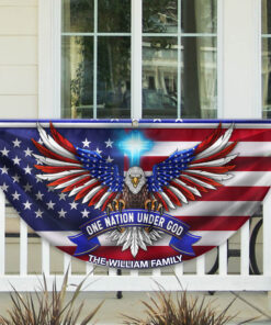 Alternative view of Custom Family One Nation Under God Non-Pleated Fan Flag