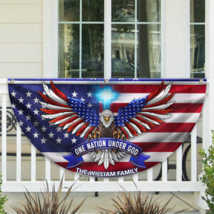 Alternative view of Custom Family One Nation Under God Non-Pleated Fan Flag TH10 896435