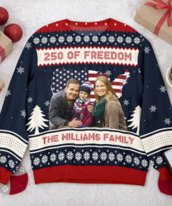 Custom Family Photo 250 Years Of Freedom America Ugly Sweater