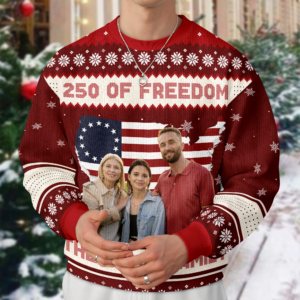 Alternative view of Custom Family Photo 250 Years Of Freedom America Ugly Sweater LM32 897139