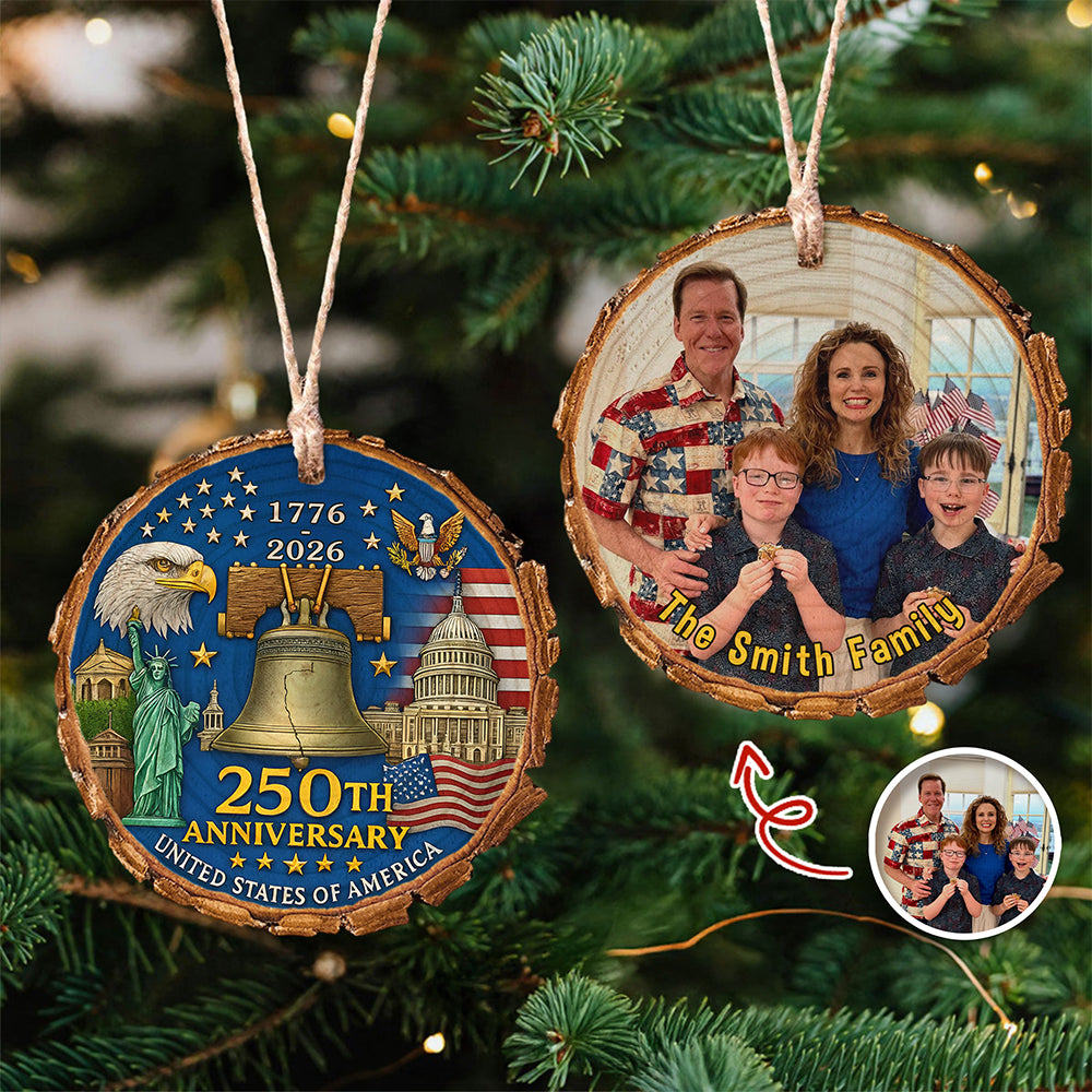 Custom Family Photo America 250th Anniversary 1776-2026 Wood Slice Ornament HO82 900172 - Image 8