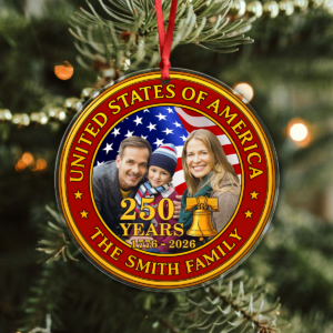 Alternative view of Custom Family Photo USA 250th Anniversary Acrylic Ornament CH07 899602