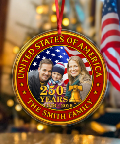 Custom Family Photo USA 250th Anniversary Acrylic Ornament