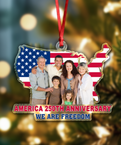 Custom Family Photo We Are Freedom Celebrate America 250th Anniversary Acrylic Ornament