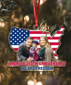 Alternative view of Custom Family Photo We Are Freedom Celebrate America 250th Anniversary Acrylic Ornament