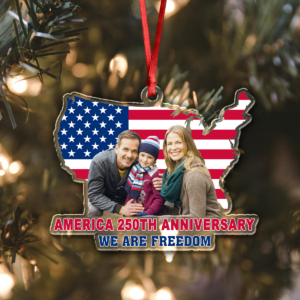 Alternative view of Custom Family Photo We Are Freedom Celebrate America 250th Anniversary Acrylic Ornament CH07 899850