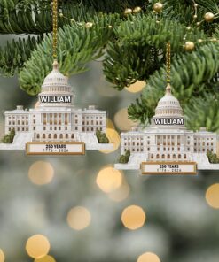 Alternative view of Custom Name 250 Years 1776-2026 Acrylic Ornament | Patriotic 4th of July Christmas Ornament