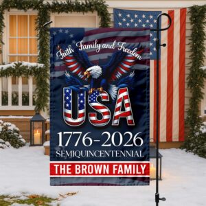 Alternative view of Custom Name Faith, Family & Freedom America 250 Years Patriotic Garden Flag LM32 897165