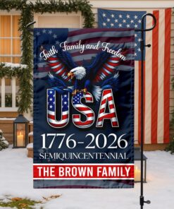 Alternative view of Custom Name Faith, Family & Freedom America 250 Years Patriotic Garden Flag