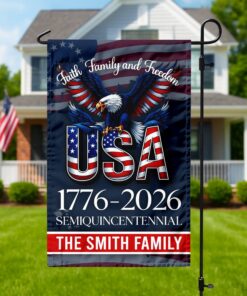 Custom Name Faith, Family & Freedom America 250 Years Patriotic Garden Flag