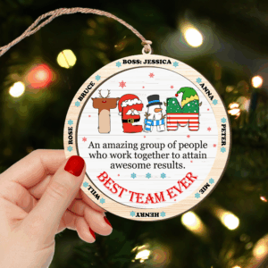 Alternative view of Custom Name Gifts For Coworker Wood Ornament Best Team Ever 04XQLU221124