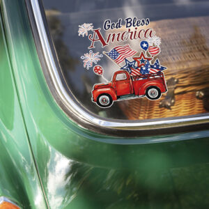 Alternative view of Custom Name God Bless America Patriotic Red Truck Car Window Decal Sticker LM32 897197