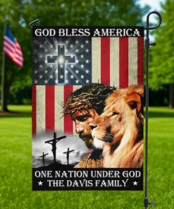 Custom Name God Bless American - One Nation Under God Garden Flag