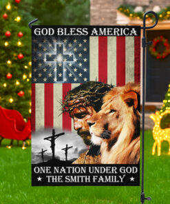 Alternative view of Custom Name God Bless American - One Nation Under God Garden Flag