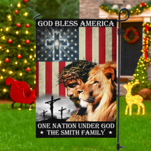 Alternative view of Custom Name God Bless American - One Nation Under God Garden Flag LM32 897223