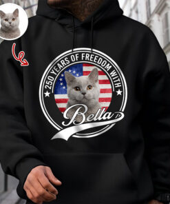 Alternative view of Custom Photo 250 Years Of Freedom With Dog Cat Dark Shirt
