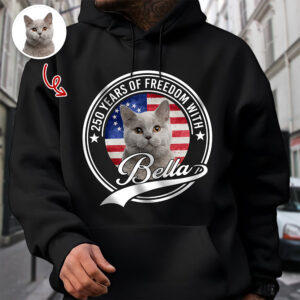 Alternative view of Custom Photo 250 Years Of Freedom With Dog Cat Dark Shirt HO82 894656