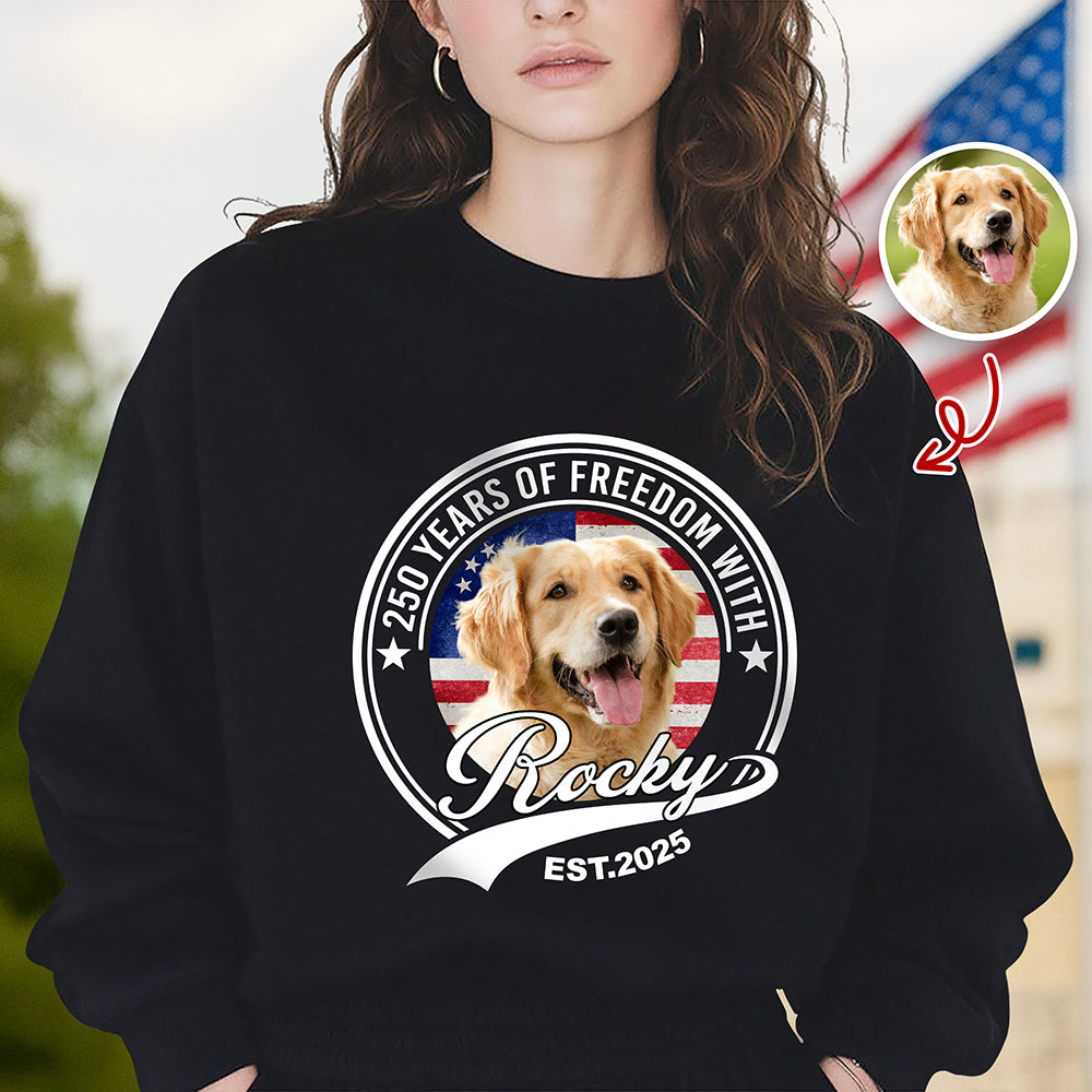 Custom Photo 250 Years Of Freedom With Dog Cat Dark Shirt HO82 894656 - Image 5
