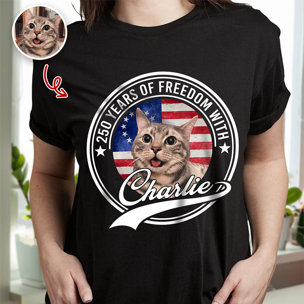 Custom Photo 250 Years Of Freedom With Dog Cat Dark Shirt HO82 894656 - Image 6