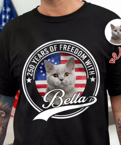 Custom Photo 250 Years Of Freedom With Dog Cat Dark Shirt