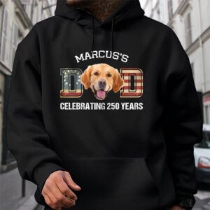 Alternative view of Custom Photo Dog Cat Dad Mom Celebrating 250 Years Dark Shirt HO82 900328