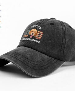 Alternative view of Custom Photo Dog Cat Dad Mom Celebrating 250 Years Washed Denim Baseball Cap