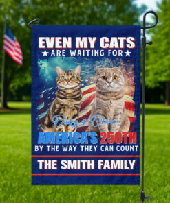 Alternative view of Custom Photo Even My Dogs Cats Are Waiting For America's 250th Garden Flag