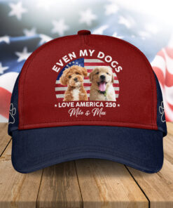 Custom Photo Even My Dogs Love America 250 Classic Cap
